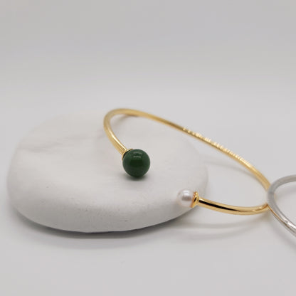 Jade × Pearl Harmony Bangle