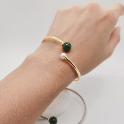 Jade × Pearl Harmony Bangle