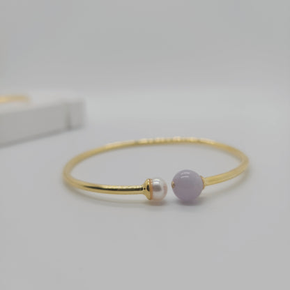 Jade × Pearl Harmony Bangle