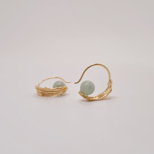 Golden Leaf Earring (Mint Green)