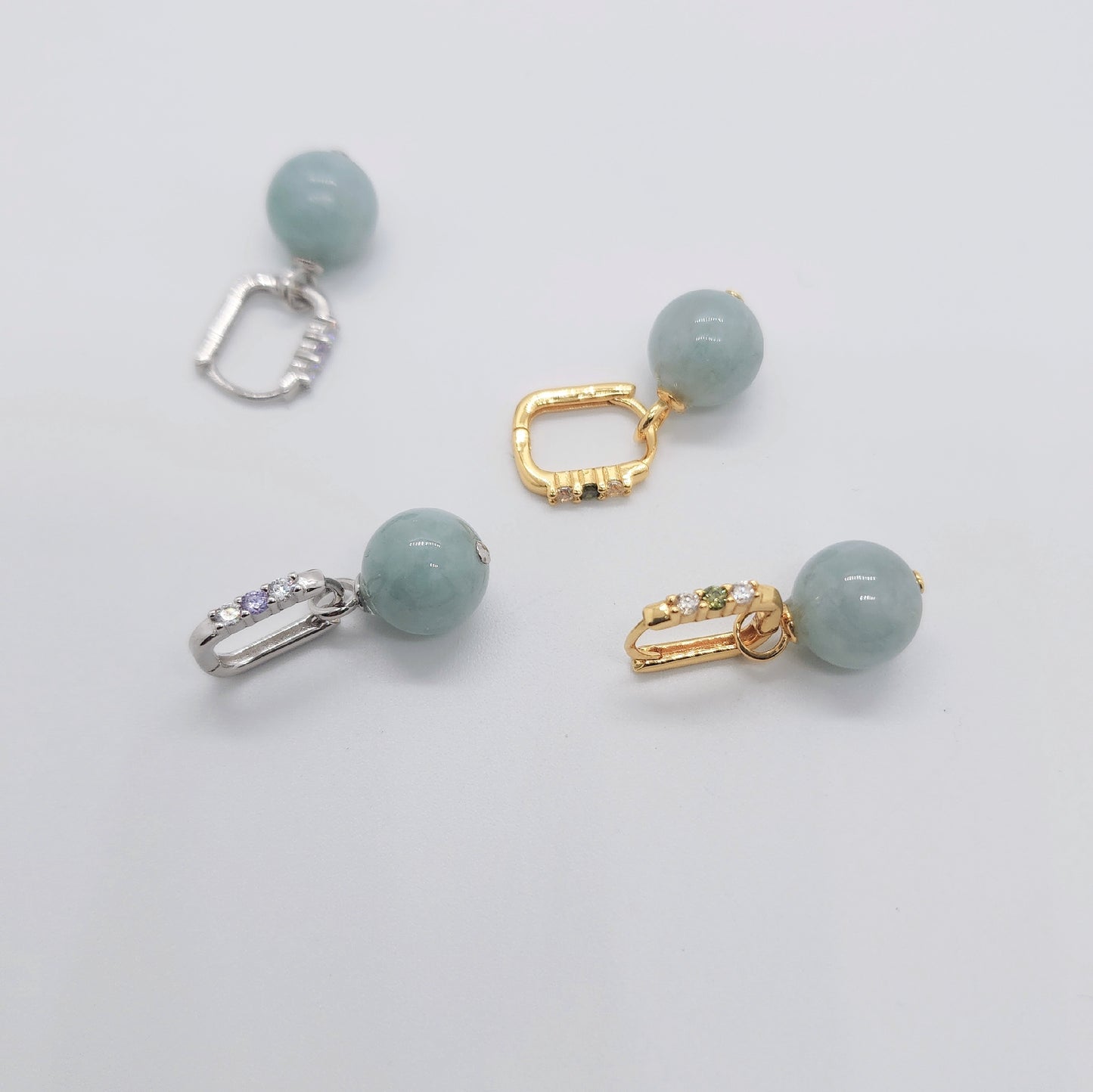 Bejewelled Seafoam Jade Huggies